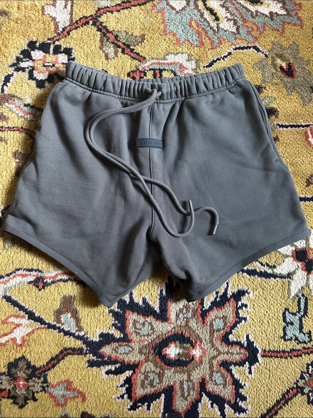 Fear of God charcoal gray drawstring shorts